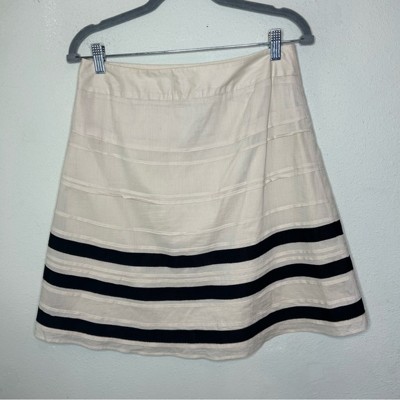 LOFT Cream A-Line Knee-Length Pleated Skirt - Picture 4 of 6